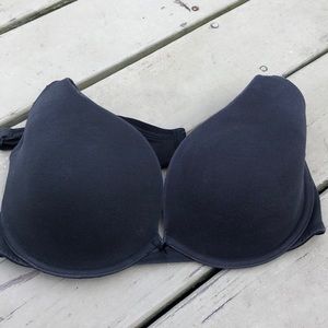 Cacique black cotton plunge bra